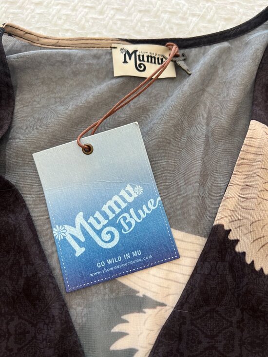 NWT "Show Me Your Mumu" - Crop Top - Black Sheer White Crane - Size Small - Picture 11 of 12